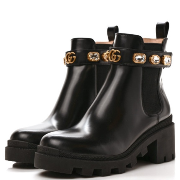 Gucci Chunky Leather Boot with Removable Gem/ GG belt 😍 both dust bags included! - Picture 1 of 14